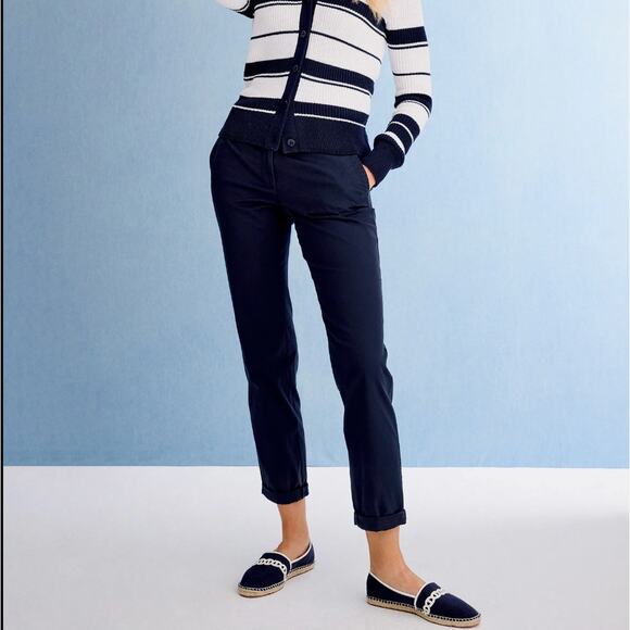 Talbots Women's Relaxed Chino Slacks Navy Blue 8 - Picture 1 of 4